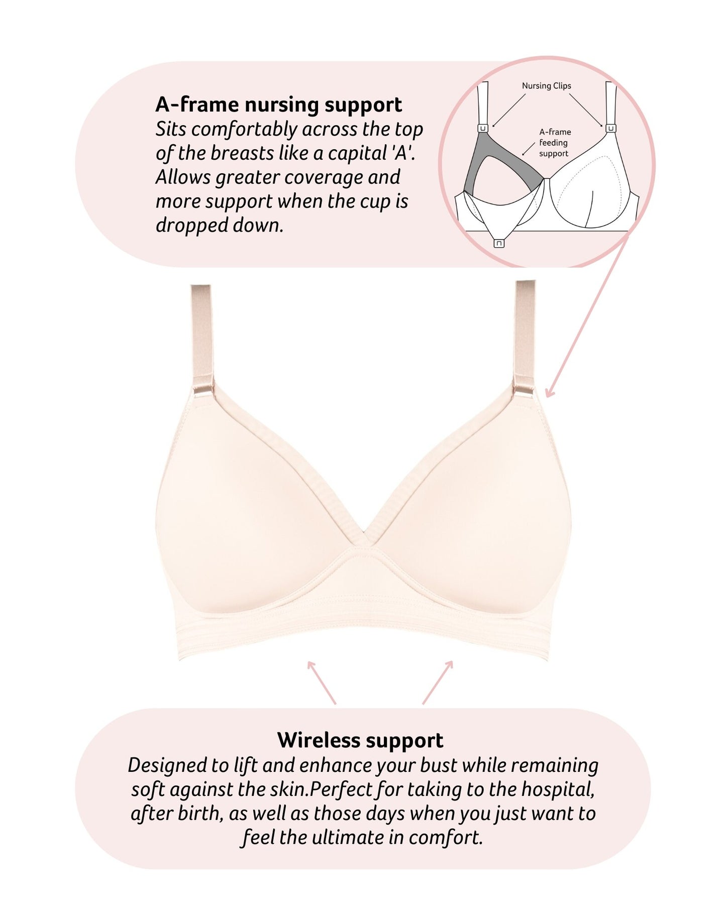 Ambition T-Shirt Nursing Bra – Shell Pink