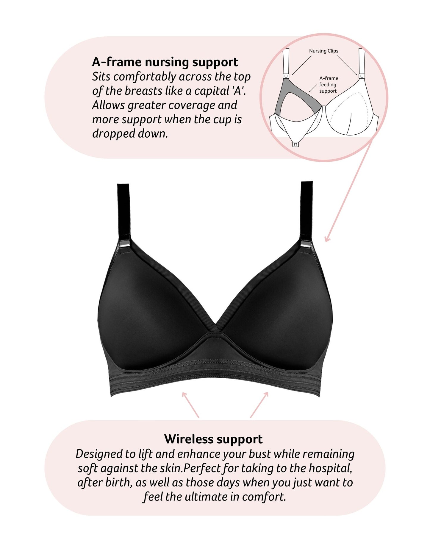 Ambition T-Shirt Nursing Bra – Black