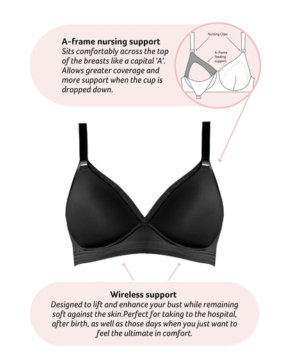Ambition T-Shirt Nursing Bra – Black