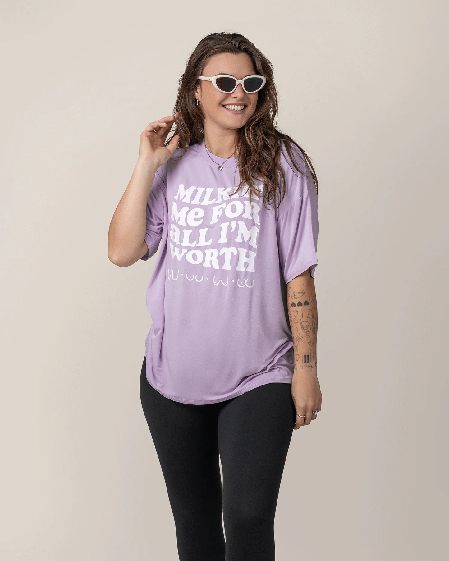 Milkin’ Me for All I’m Worth Oversized Tee – Lavender