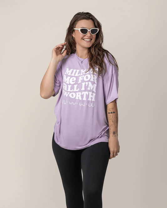 Milkin’ Me for All I’m Worth Oversized Tee – Lavender