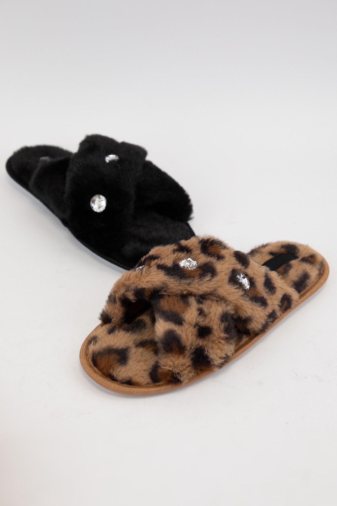Black Rhinestone Slippers