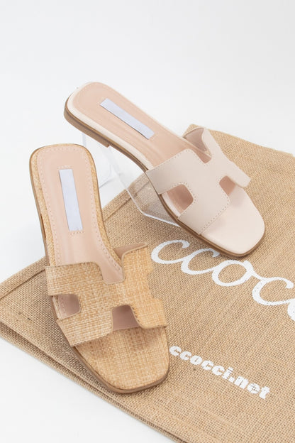 Raffia Slide Sandals