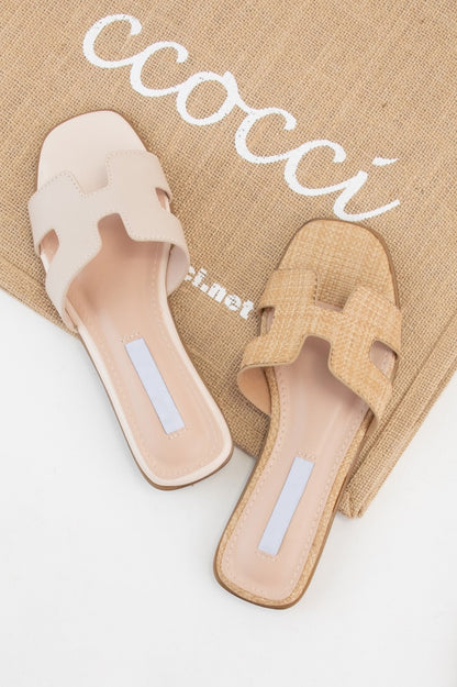 Raffia Slide Sandals